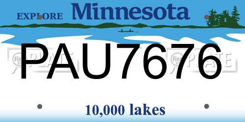 PAU7676 Minnesota License Plate