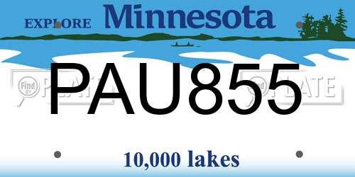 PAU855 Minnesota License Plate