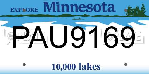 PAU9169 Minnesota License Plate