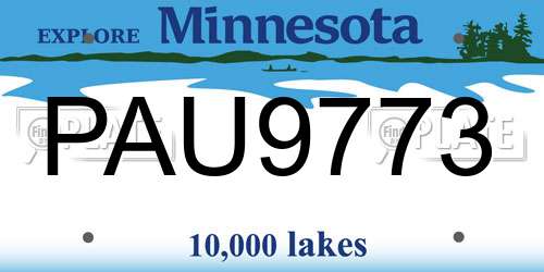 PAU9773 Minnesota License Plate
