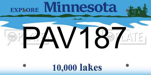 PAV187 Minnesota License Plate