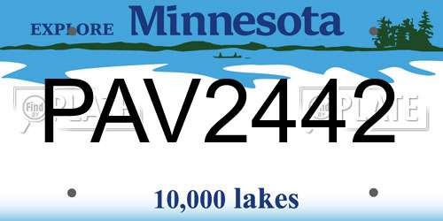 PAV2442 Minnesota License Plate