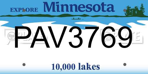 PAV3769 Minnesota License Plate