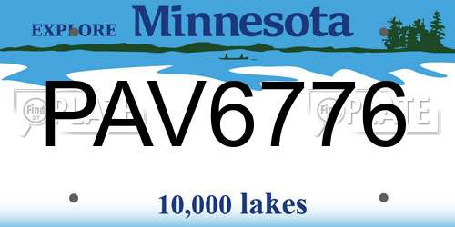 PAV6776 Minnesota License Plate