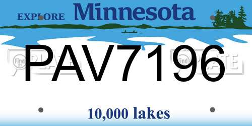 PAV7196 Minnesota License Plate