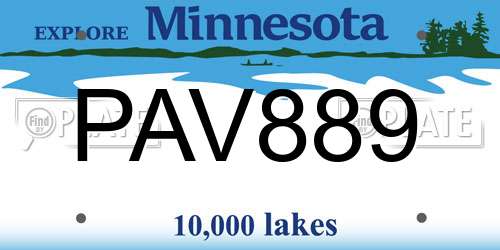 PAV889 Minnesota License Plate