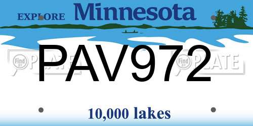PAV972 Minnesota License Plate