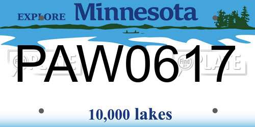 PAW0617 Minnesota License Plate