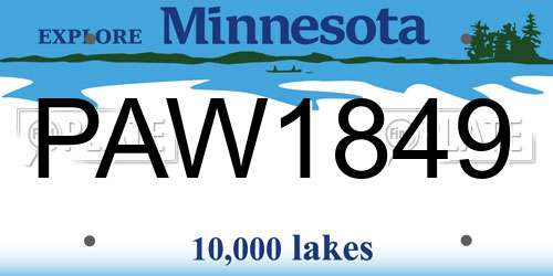 PAW1849 Minnesota License Plate