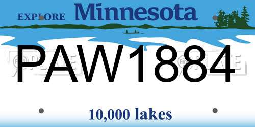 PAW1884 Minnesota License Plate