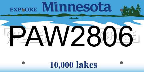 PAW2806 Minnesota License Plate