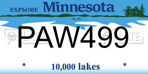 PAW499 Minnesota License Plate