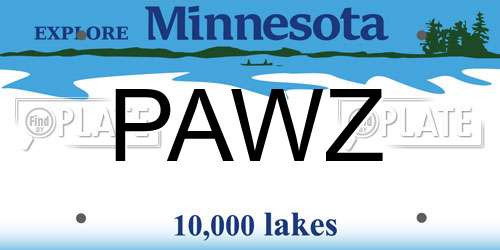 PAWZ Minnesota License Plate