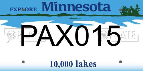 PAX015 Minnesota License Plate