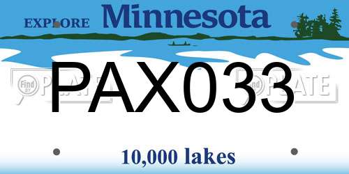 PAX033 Minnesota License Plate