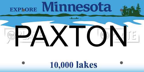 PAXTON Minnesota License Plate