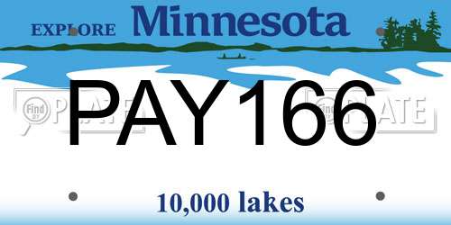 PAY166 Minnesota License Plate
