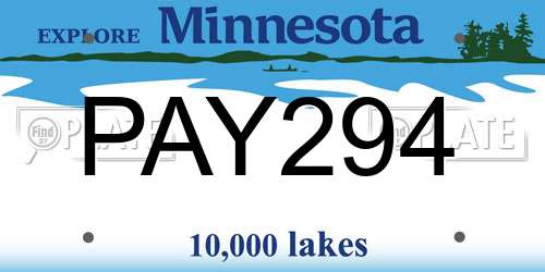 PAY294 Minnesota License Plate