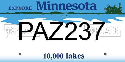 PAZ237 Minnesota License Plate
