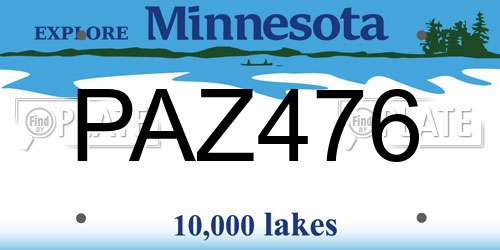 PAZ476 Minnesota License Plate