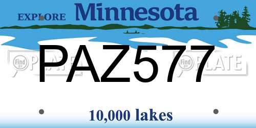 PAZ577 Minnesota License Plate
