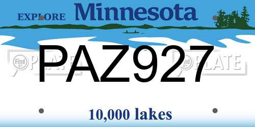 PAZ927 Minnesota License Plate