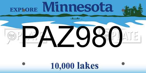 PAZ980 Minnesota License Plate