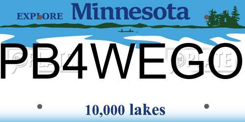 PB4WEGO Minnesota License Plate
