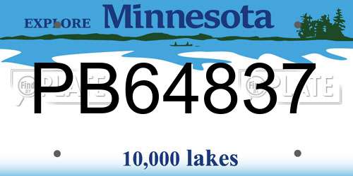 PB64837 Minnesota License Plate
