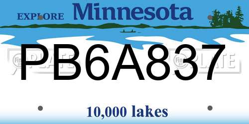 PB6A837 Minnesota License Plate