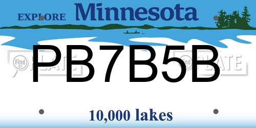 PB7B5B Minnesota License Plate
