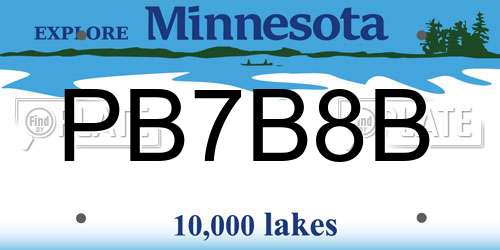 PB7B8B Minnesota License Plate