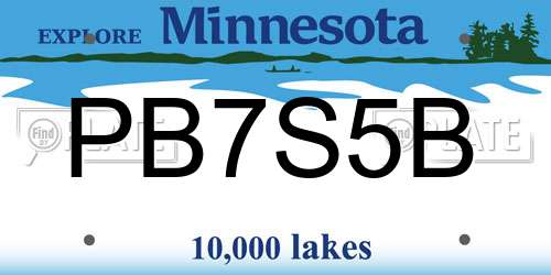 PB7S5B Minnesota License Plate