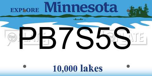 PB7S5S Minnesota License Plate