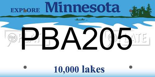 PBA205 Minnesota License Plate