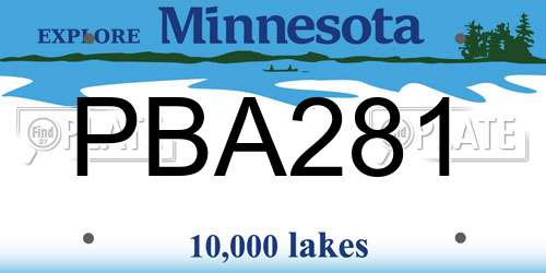 PBA281 Minnesota License Plate