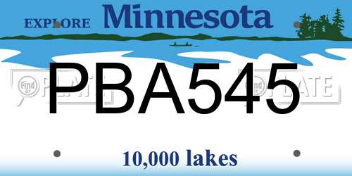 PBA545 Minnesota License Plate