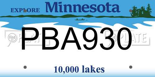 PBA930 Minnesota License Plate
