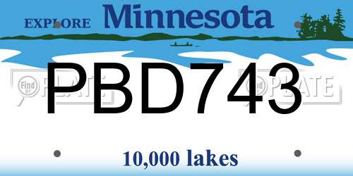 PBD743 Minnesota License Plate