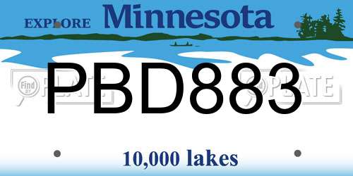 PBD883 Minnesota License Plate