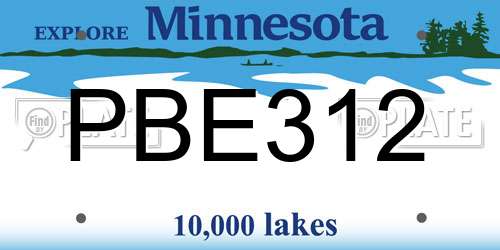 PBE312 Minnesota License Plate