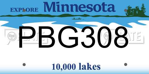 PBG308 Minnesota License Plate