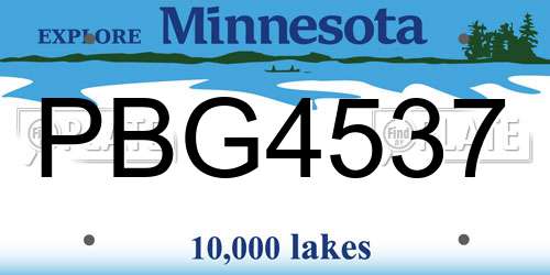 PBG4537 Minnesota License Plate