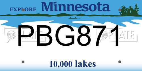 PBG871 Minnesota License Plate