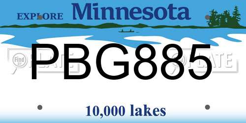 PBG885 Minnesota License Plate