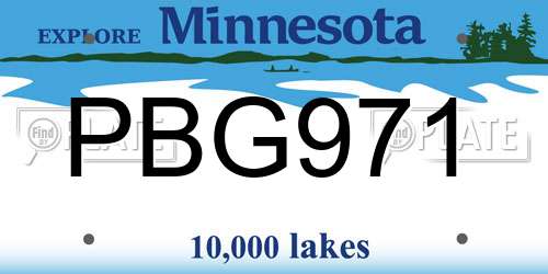 PBG971 Minnesota License Plate