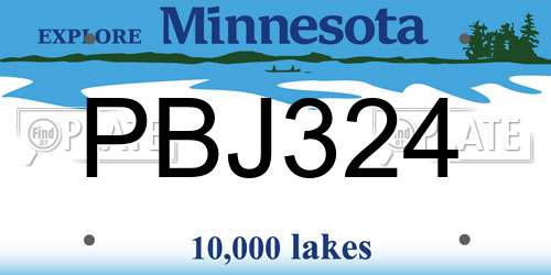 PBJ324 Minnesota License Plate