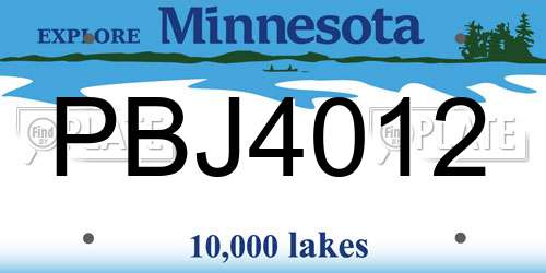 PBJ4012 Minnesota License Plate