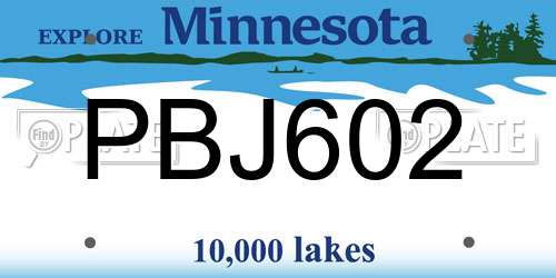 PBJ602 Minnesota License Plate