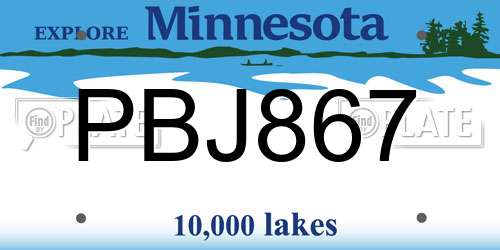 PBJ867 Minnesota License Plate